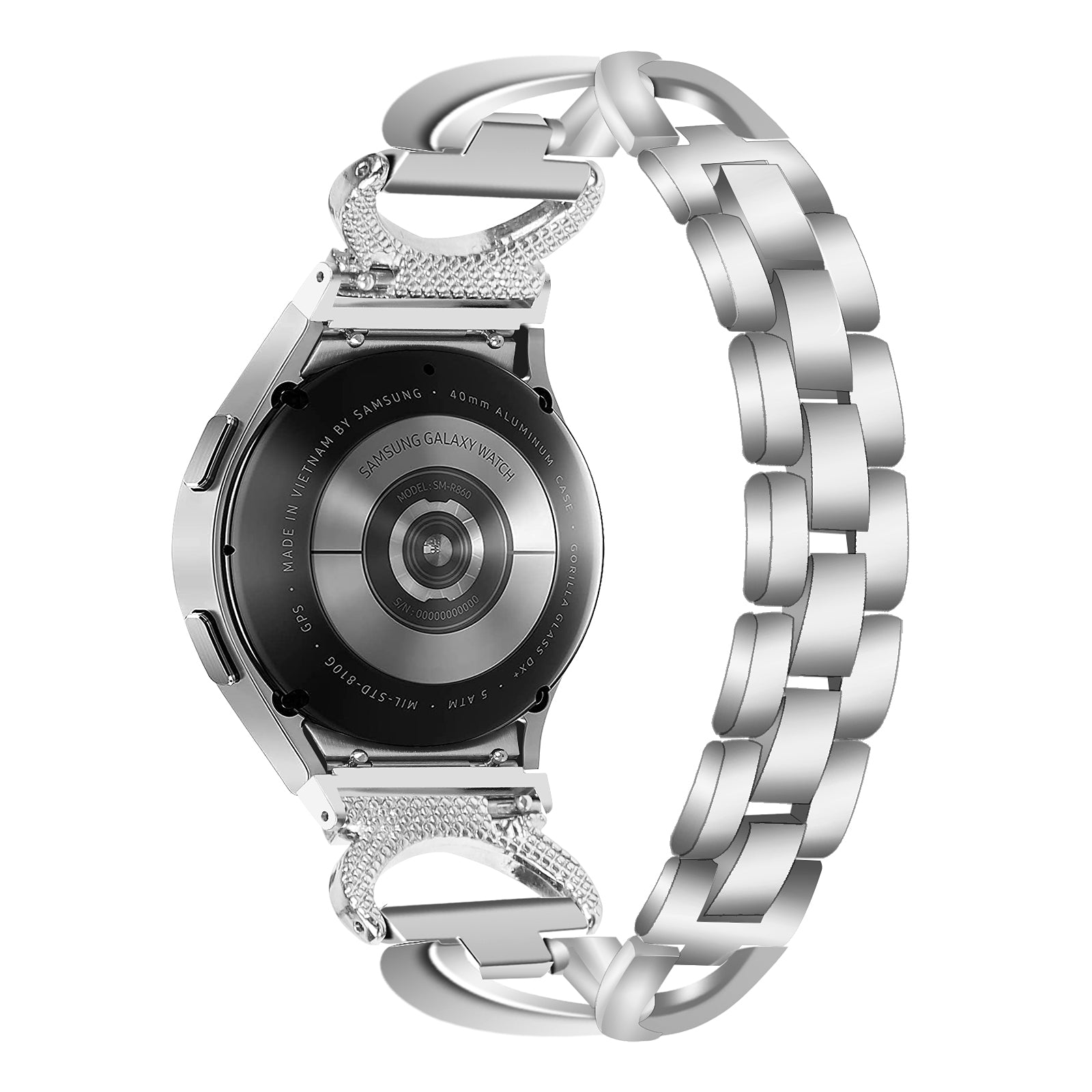 Watch Band for Samsung Galaxy Watch6 40mm 44mm Watch6 Classic 43mm 47mm Watch 5 40mm 44mm Watch4 40mm 44mm Rhinestones Decor Alloy Wrist Strap with Connector Watch Band for Samsung Galaxy Watch6 40mm 44mm Watch6 Classic 43mm 47mm Watch 5 40mm 44mm Watch4 40mm 44mm Rhinestones Decor Alloy Wrist Strap with Connector